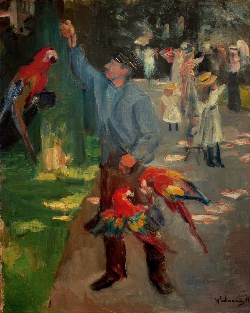 Uomo con pappagalli allo zoo di Amsterdam da Max Liebermann