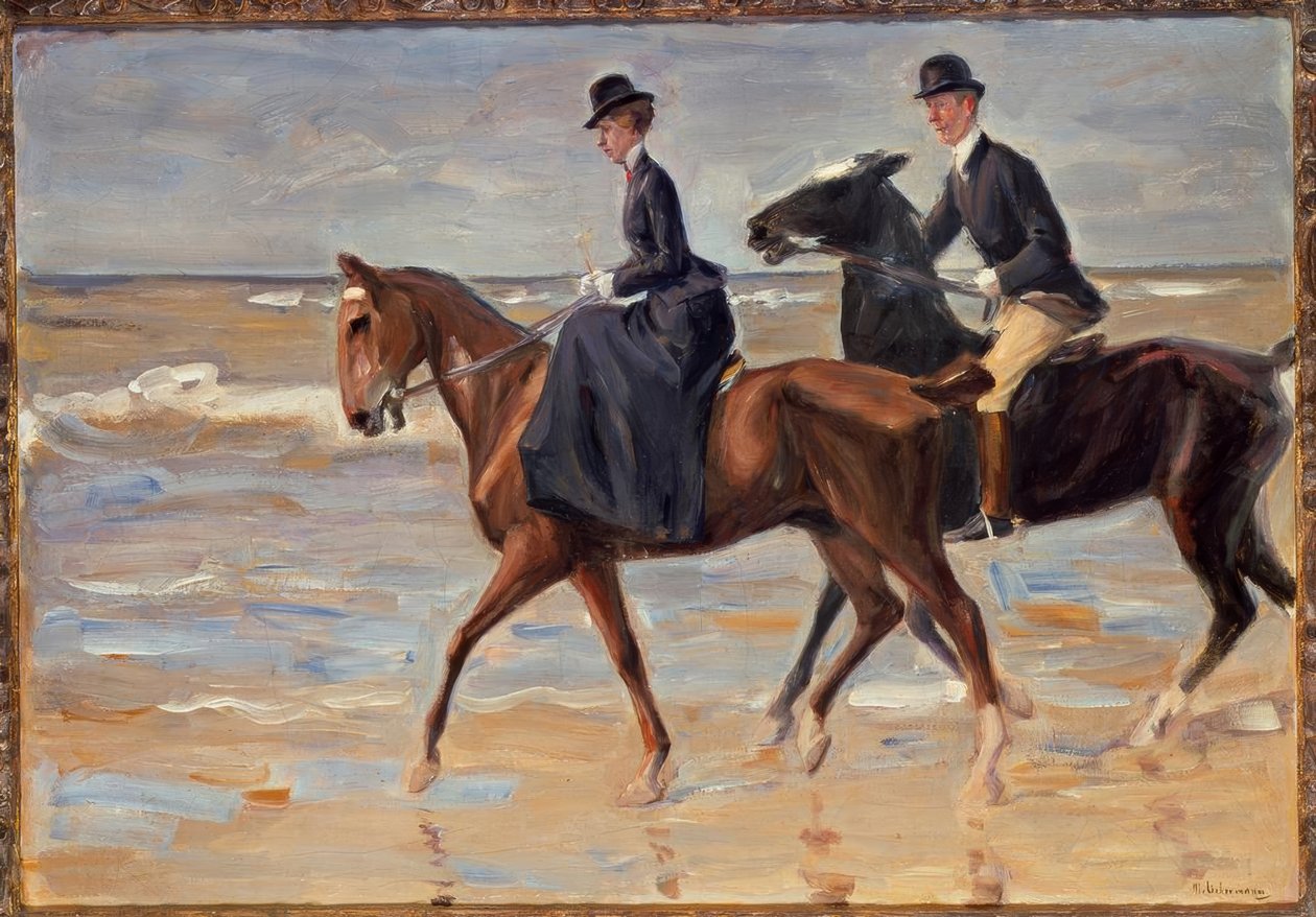 Cavaliere e cavallerizza sulla spiaggia da Max Liebermann