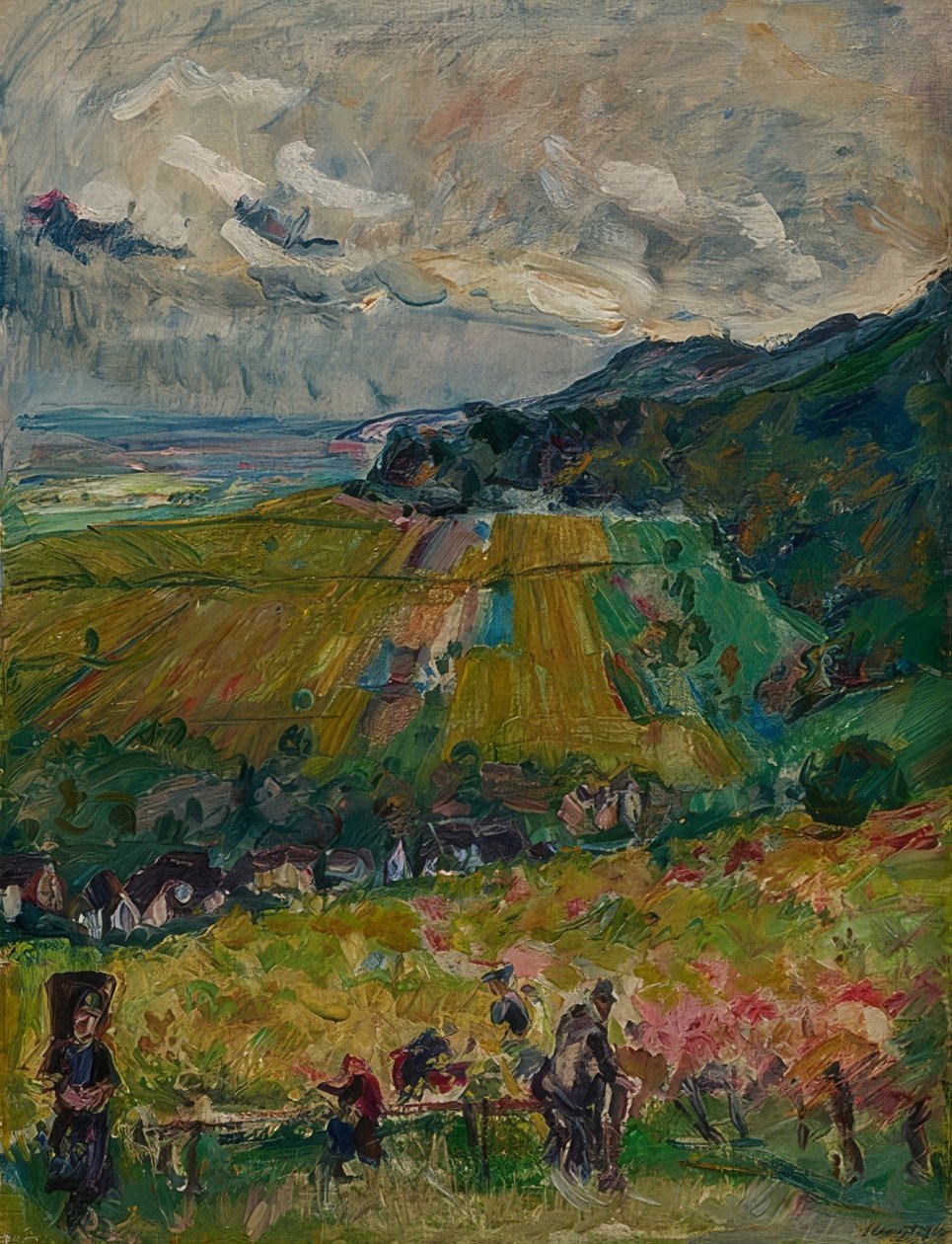 Paesaggio del Palatinato, vendemmia a Neucastel da Max Slevogt