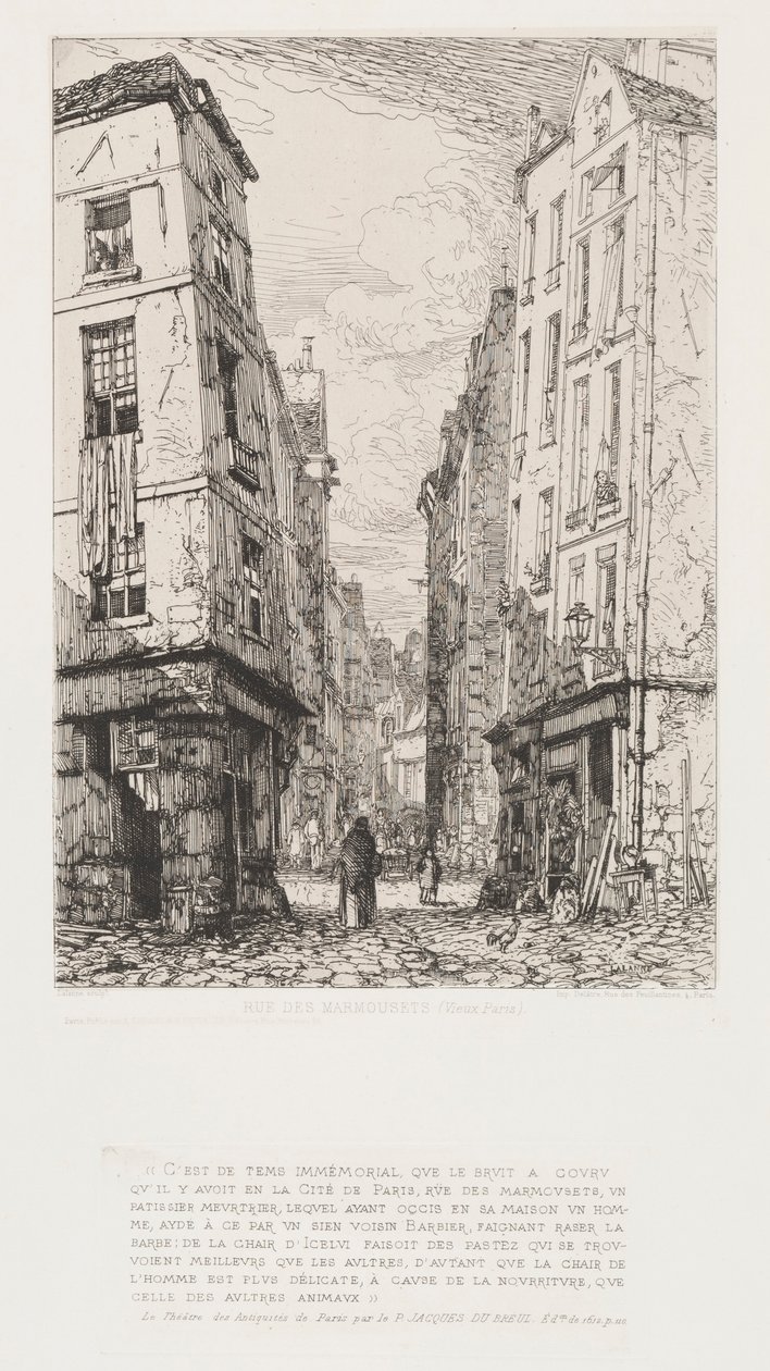 Rue des Marmousets, Vecchia Parigi, 1862 da Maxime Lalanne