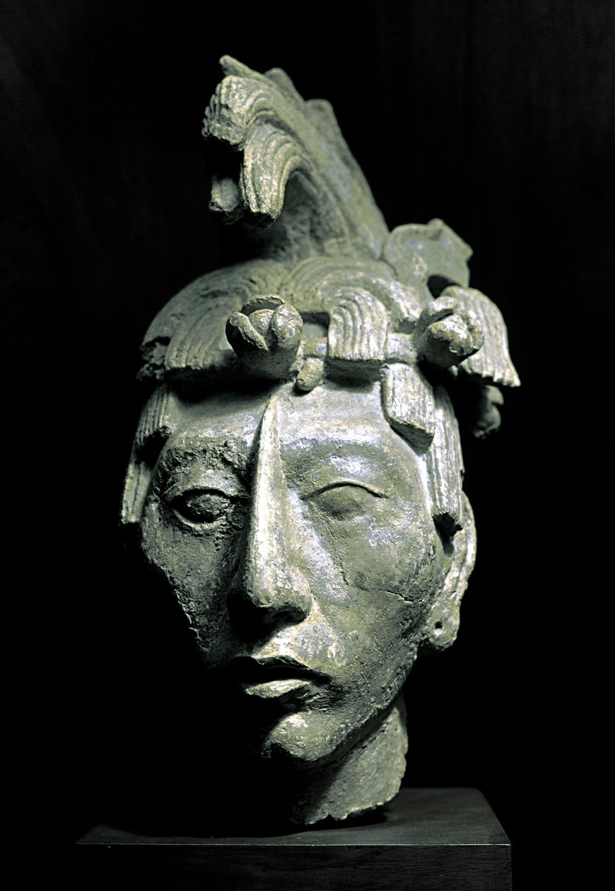 Testa di guerriero (scultura, circa 683) da Mayan Mayan