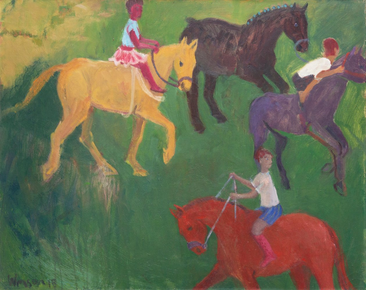 Quattro cavalli, 2018 (olio su tela) da Megan Williamson