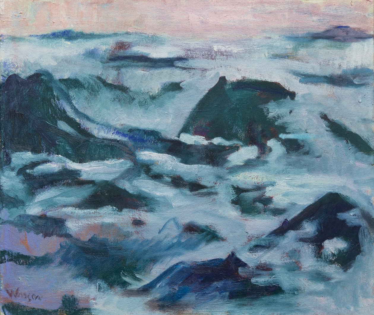 Dodici montagne nebbiose, 2016 (olio su tela) da Megan Williamson