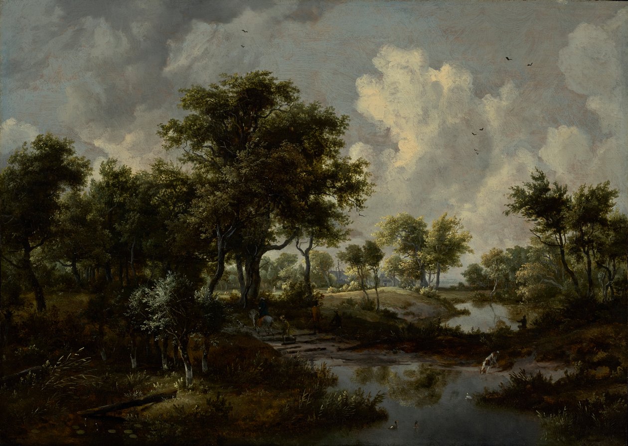 Un paesaggio boscoso da Meindert Hobbema