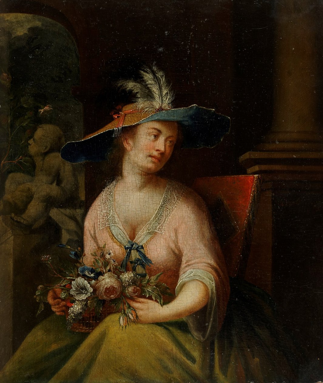 Signora con fiori da Melchior Brassauw