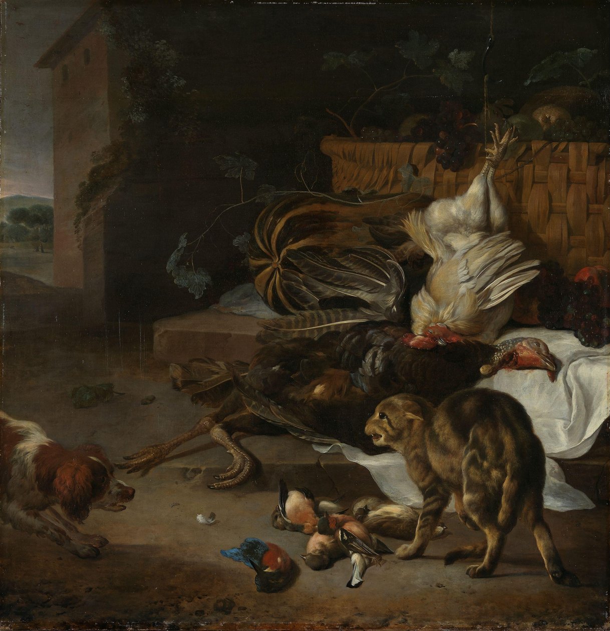 Natura morta con pollame e frutta da Melchior d