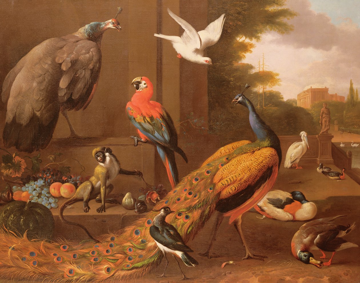 Uccelli in un paesaggio da Melchior de Hondecoeter