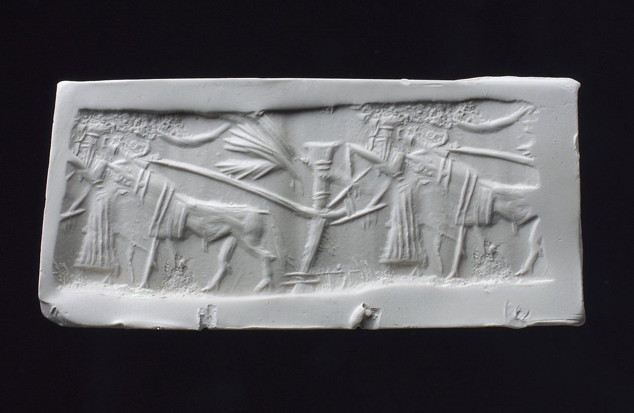 Impressione di sigillo cilindrico, accadico da Mesopotamian