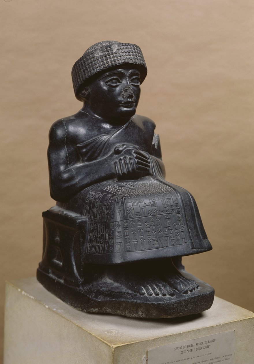 Gudea, Principe di Lagash, statua dedicata a Ningizzada, Neo-Sumerica, da Telloh, antica Girsu, c.2130 a.C. da Mesopotamian