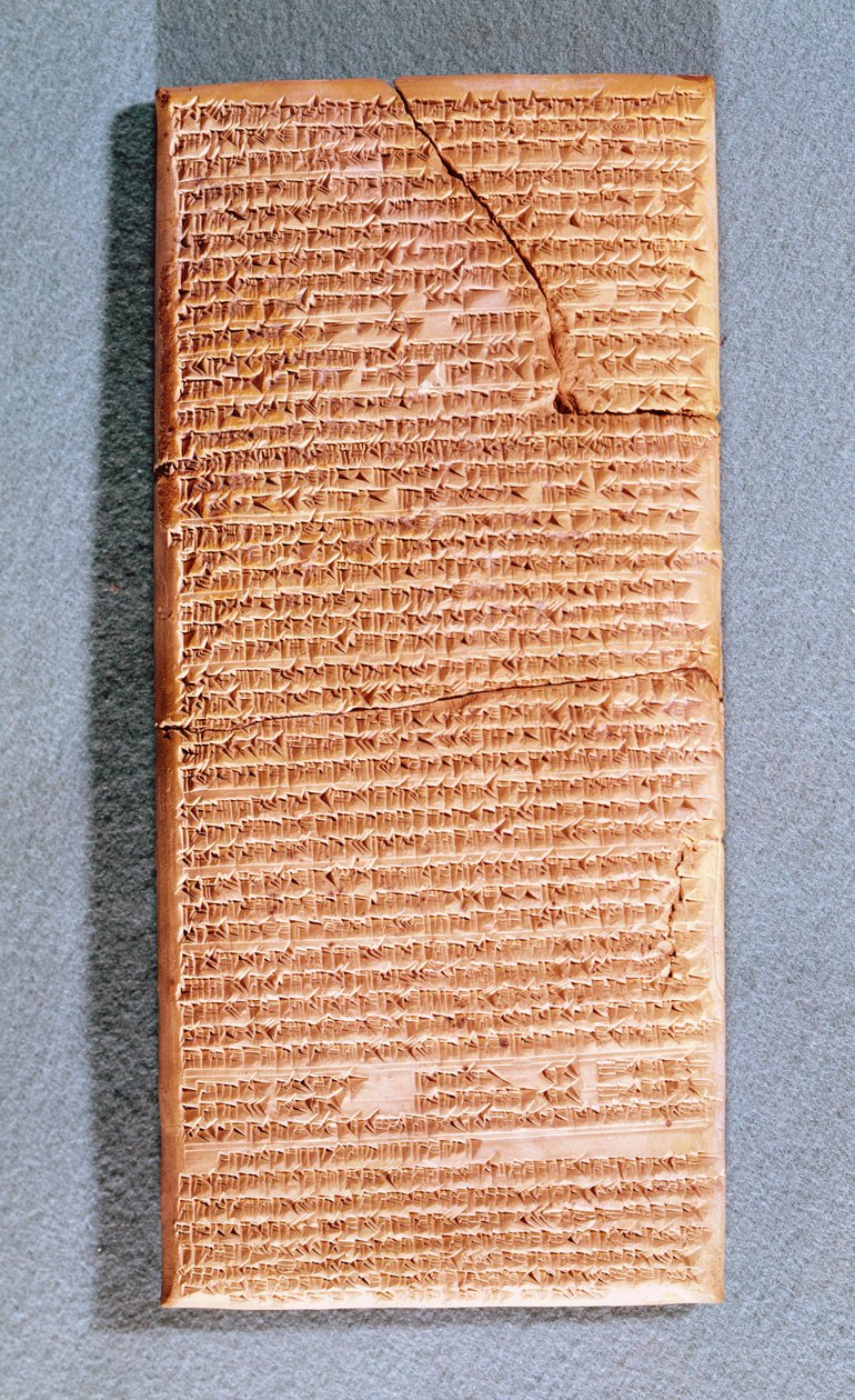 Tavoletta che racconta i sacrifici rituali al Tempio di Anu a Uruk (Warka) copia di un antico testo del III-I secolo a.C. da Mesopotamian