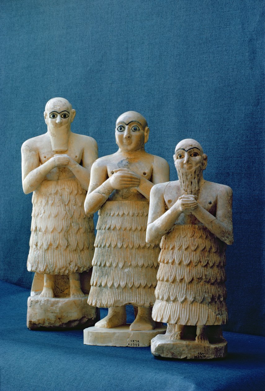 Figure votive rinvenute a Nippur, Iraq, c.2800 a.C. da Mesopotamian