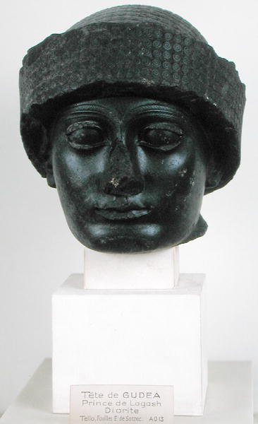 Testa di Gudea, Principe di Lagesh, da Telloh (antica Girsu) Neo-Sumerico, c.2150 a.C. da Mesopotamian