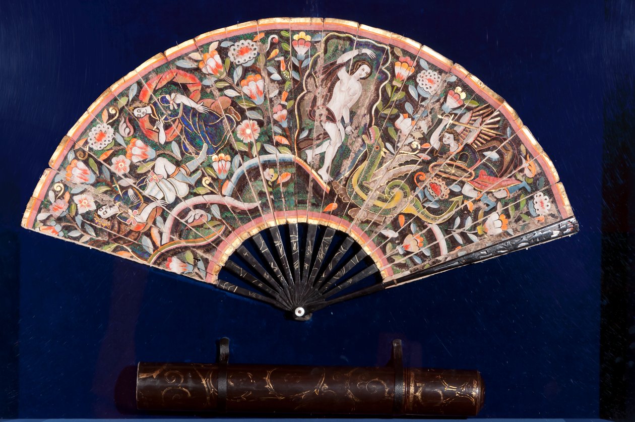 Ventaglio di piume (piuma e seta) da Mexican School
