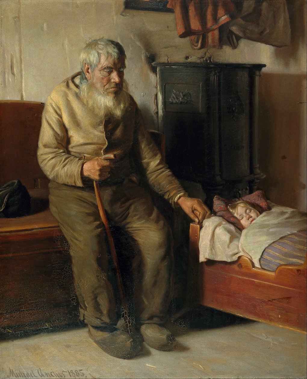Il cieco Kristian che bada a un bambino da Michael Peter Ancher