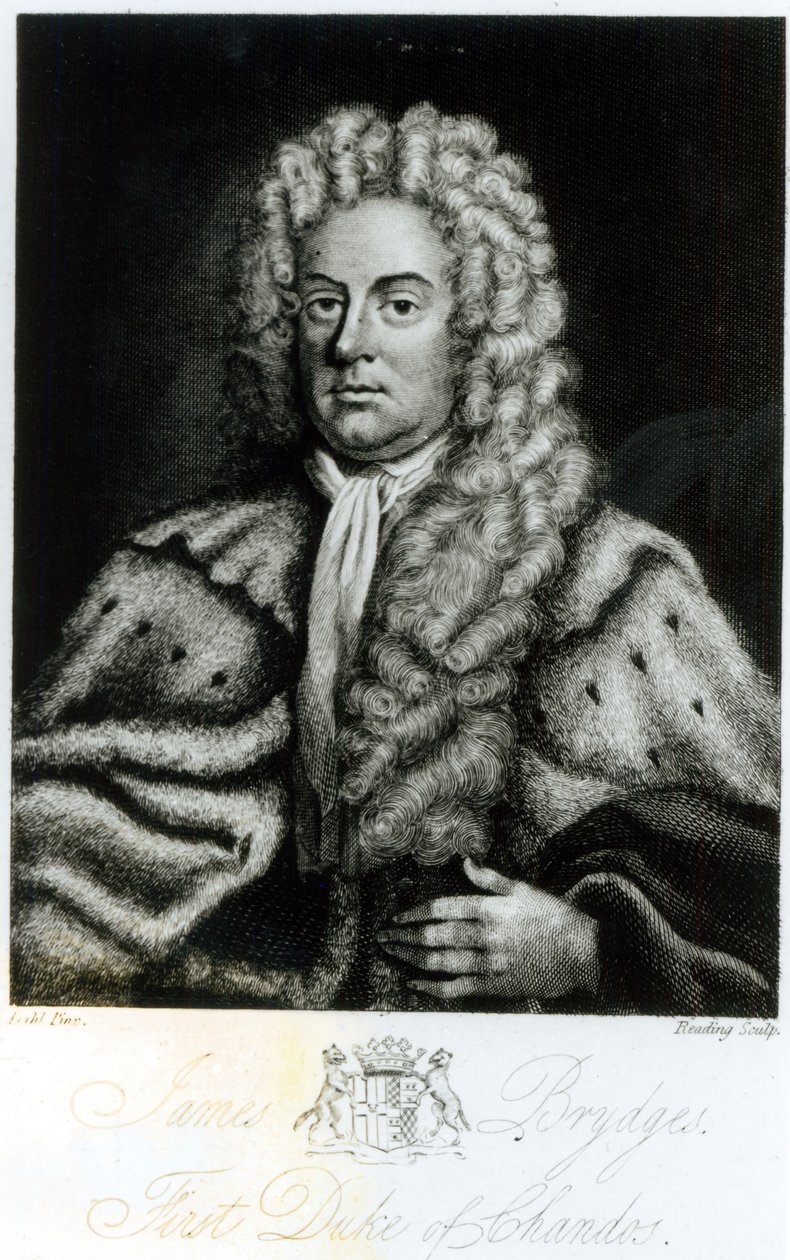 Ritratto di James Brydges, primo Duca di Chandos, inciso da Burnet Reading da Michael Dahl