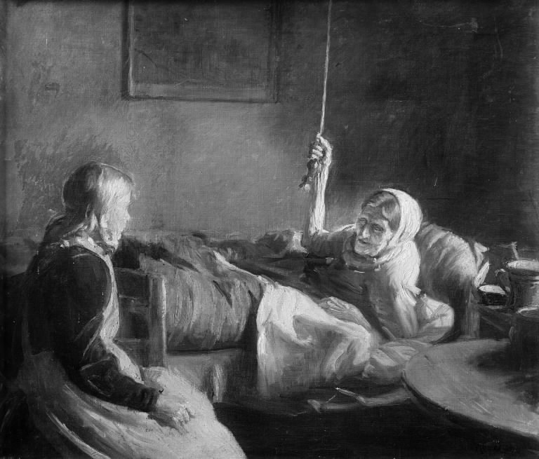 Vecchia donna a letto da Michael Peter Ancher