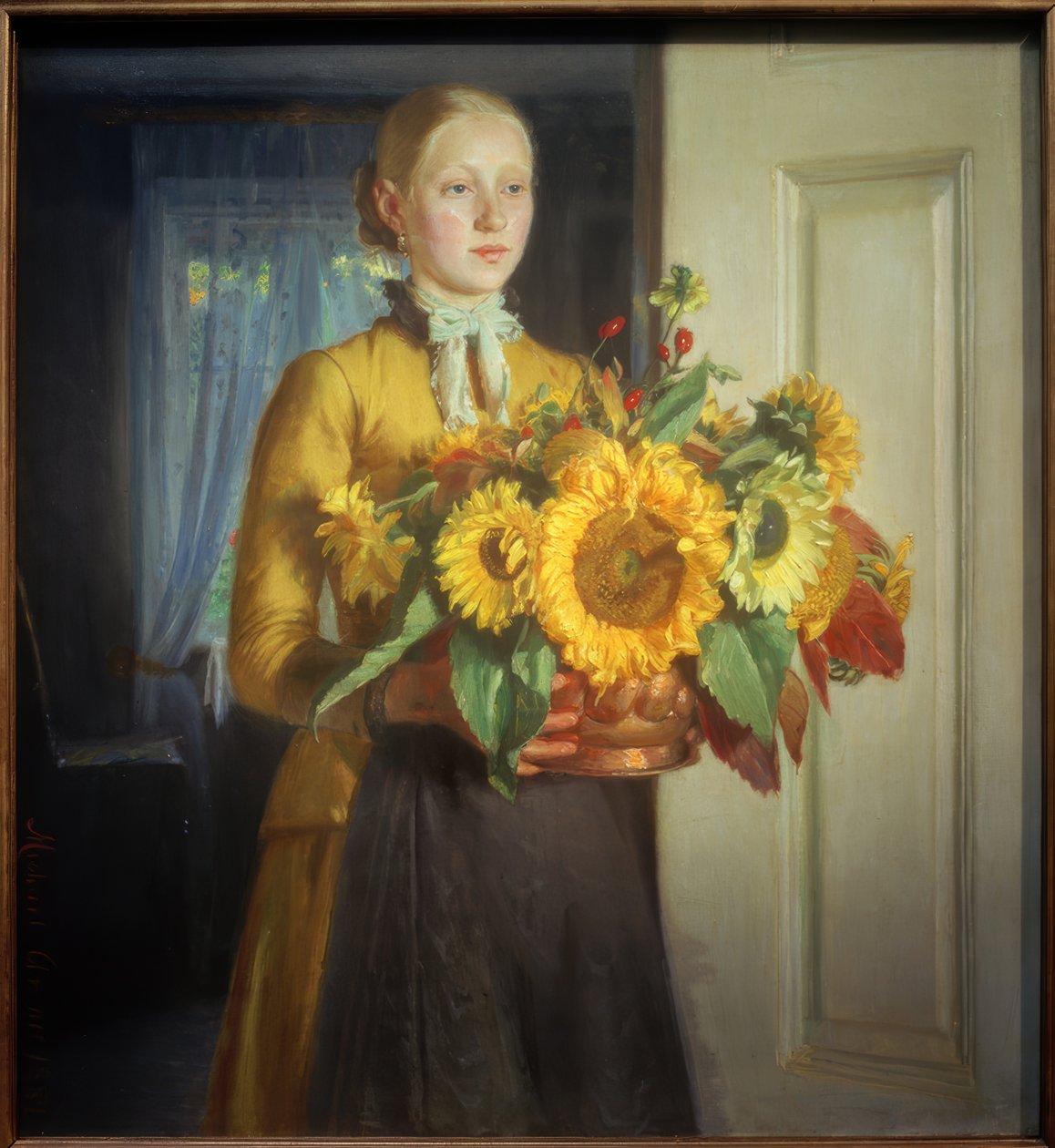 Ragazza con girasoli da Michael Peter Ancher