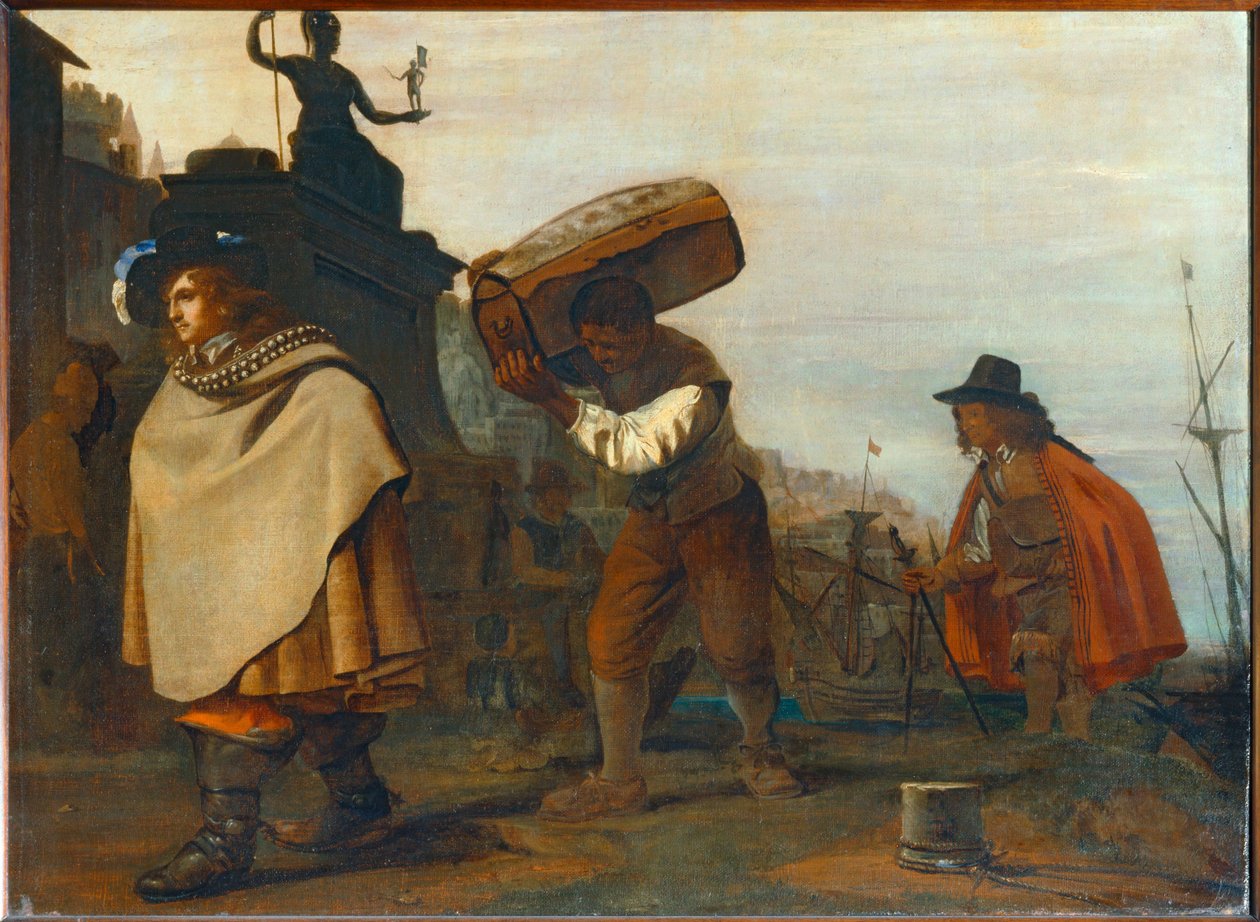 Gentiluomo in arrivo in un porto del sud ... da Michael Sweerts