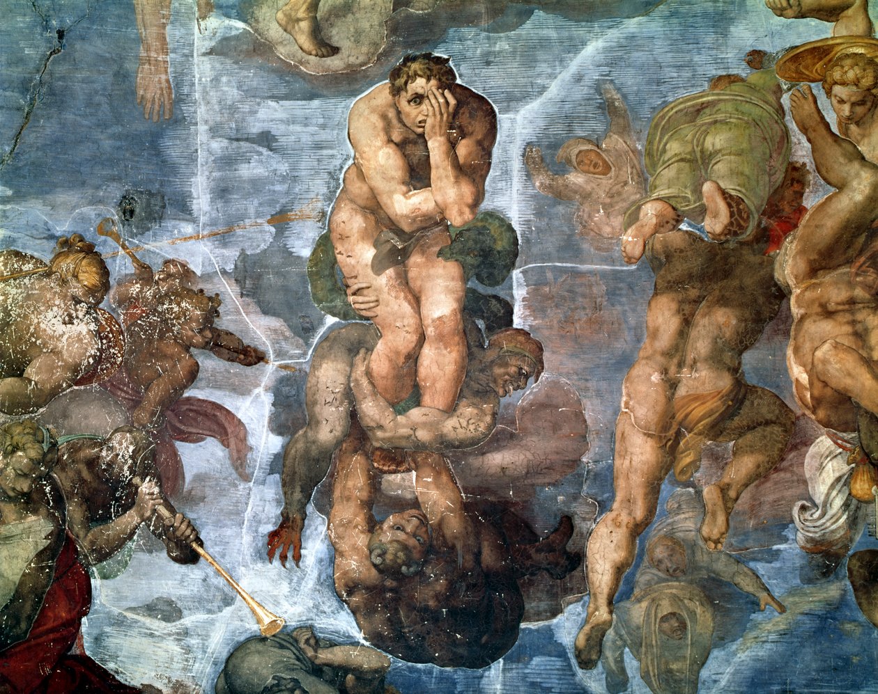 Cappella Sistina: Il Giudizio Universale, (dettaglio) di uno dei dannati, 1538-41 da Michelangelo Buonarroti