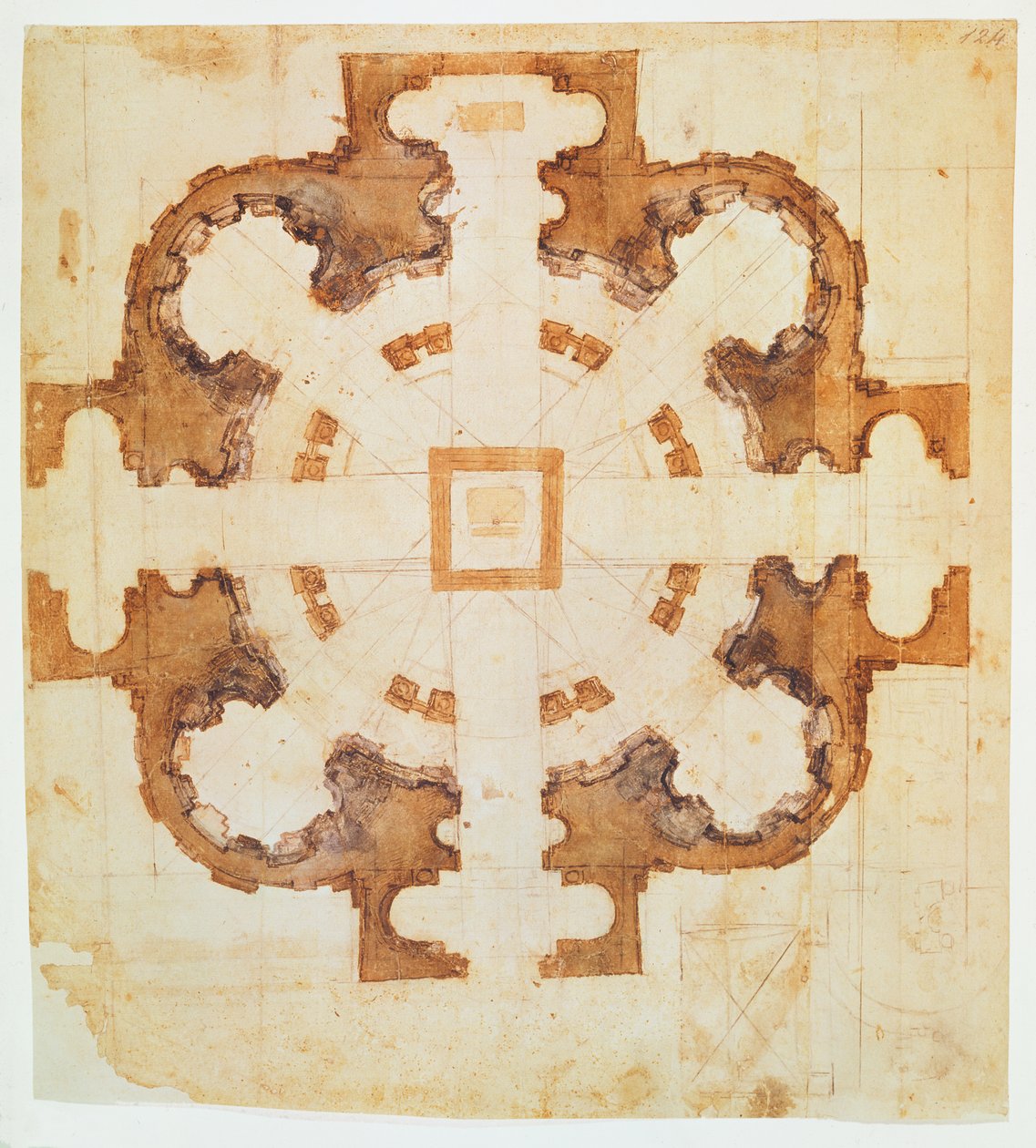 Piano per la chiesa di San Giovanni dei Fiorentini, Roma, XVI secolo da Michelangelo Buonarroti