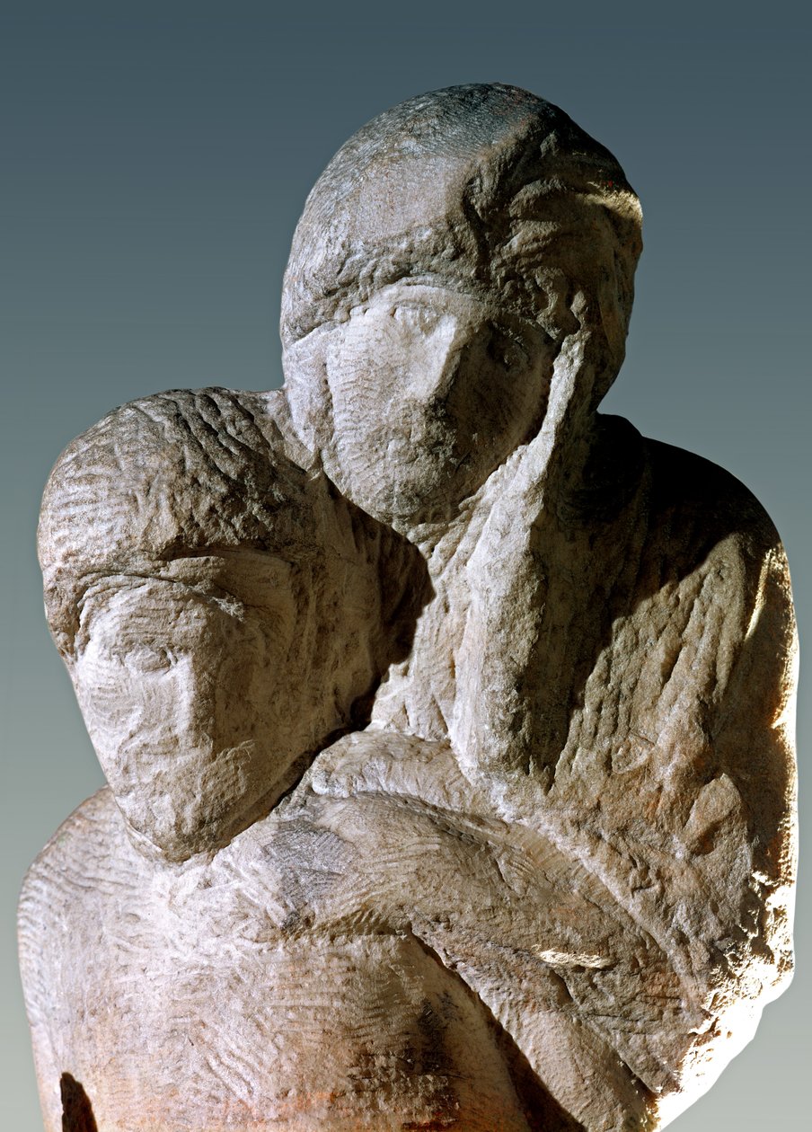 Pietà Rondanini, dettaglio delle teste di Cristo e Maria da Michelangelo Buonarroti
