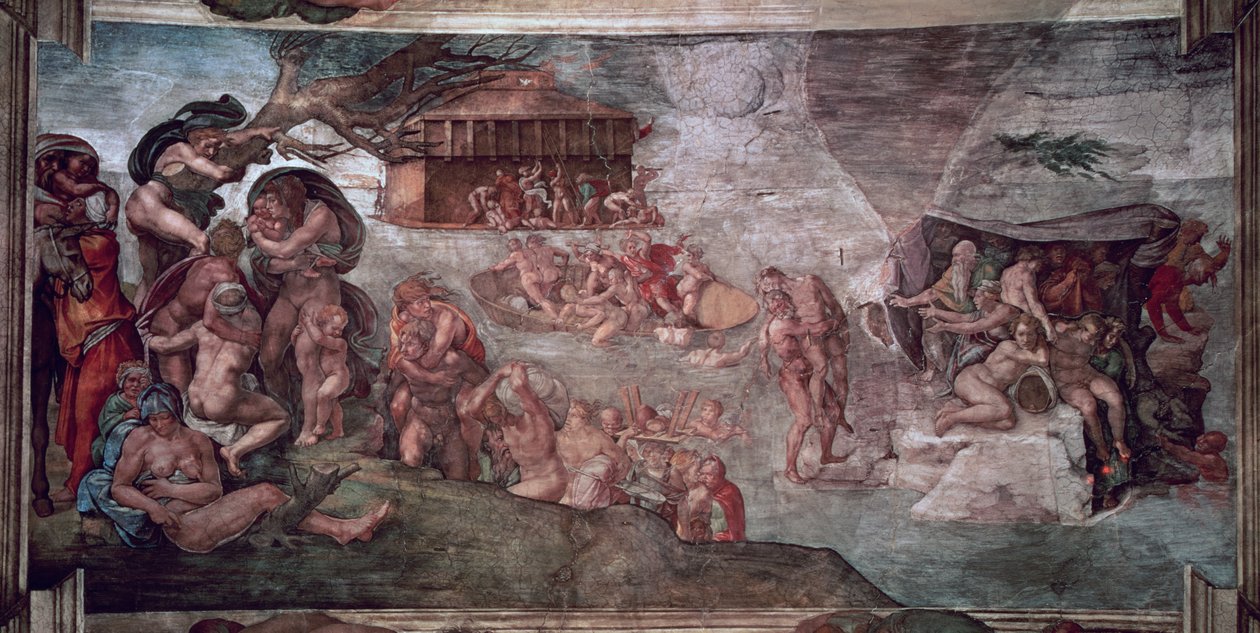 Soffitto della Cappella Sistina: Il Diluvio, 1508-12 (prima del restauro) da Michelangelo Buonarroti