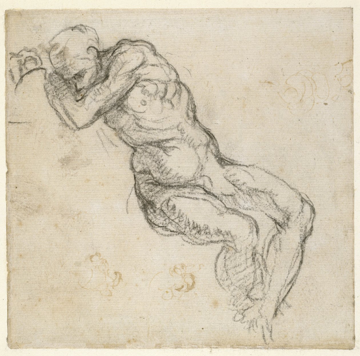 Studio di un nudo maschile, c.1511 (penna e gesso nero su carta) da Michelangelo Buonarroti