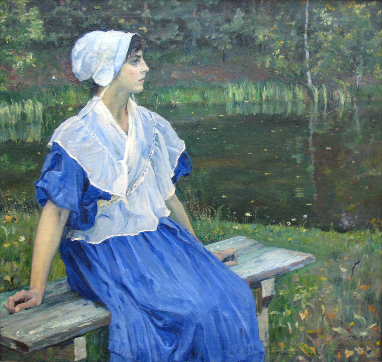 Ragazza presso lo stagno (ritratto di N.M. Nesterova, 1923) da Mikhail Vasilievich Nesterov