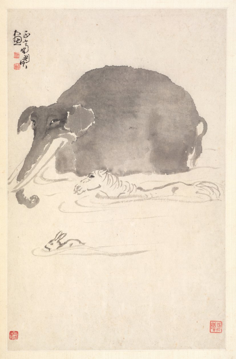 Elefante, cavallo e lepre da Min Zhen