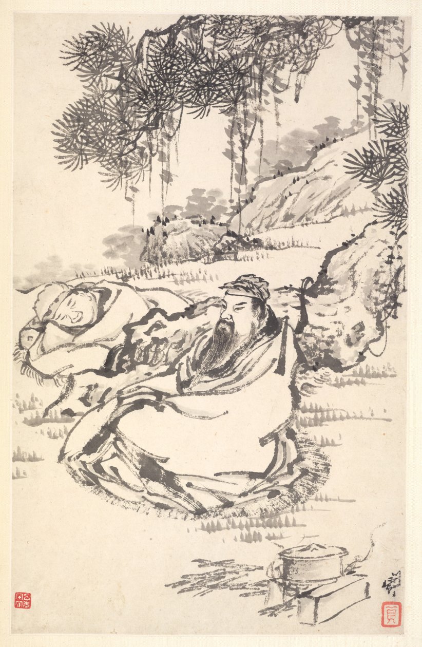 Lu Tong e servitore, 1788 da Min Zhen