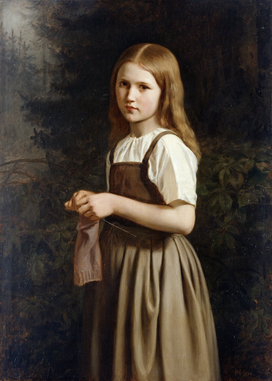 Ragazza che Lavora a Maglia, 1854 da Minna Heeren