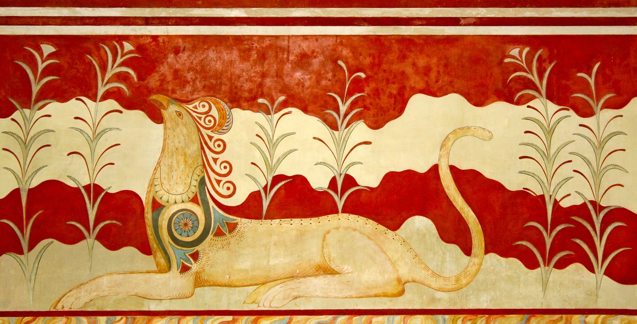 Grifone di fronte al trono, Sala del Trono, Cnosso, Creta 1550-1450 a.C. da Minoan