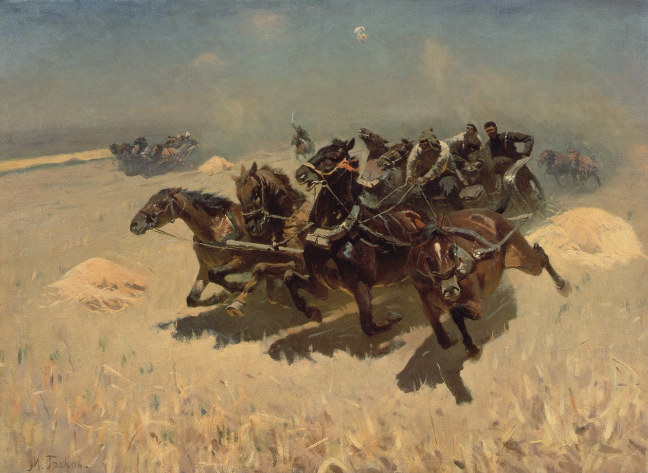 Tachanka (Corsa delle carrozze), 1925 da Mitrofan Borisovic Grekov
