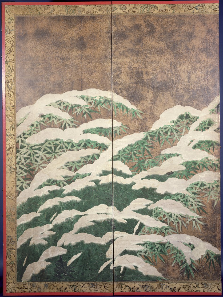 Bambù nella neve, c.1600 (inchiostro, colori, oro e argento su carta) da Mitsuyoshi Tosa