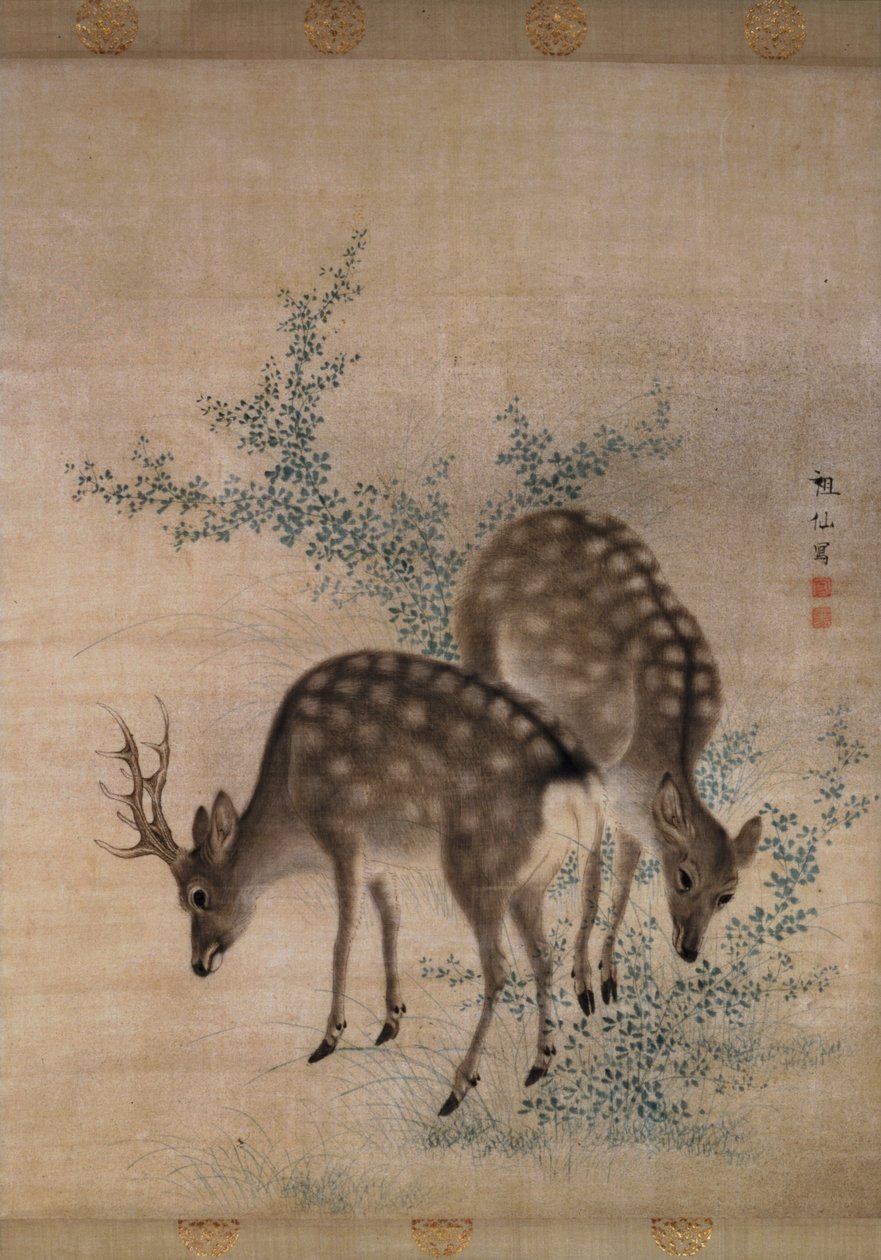Cervi al pascolo, c.1790 da Mori Sosen