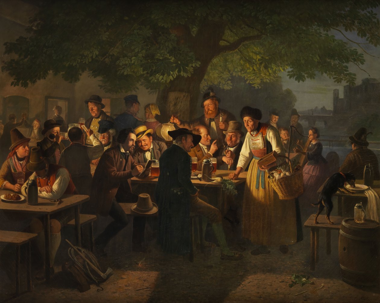 Scena notturna in birreria con vecchia venditrice di ravanelli da Moritz Muller