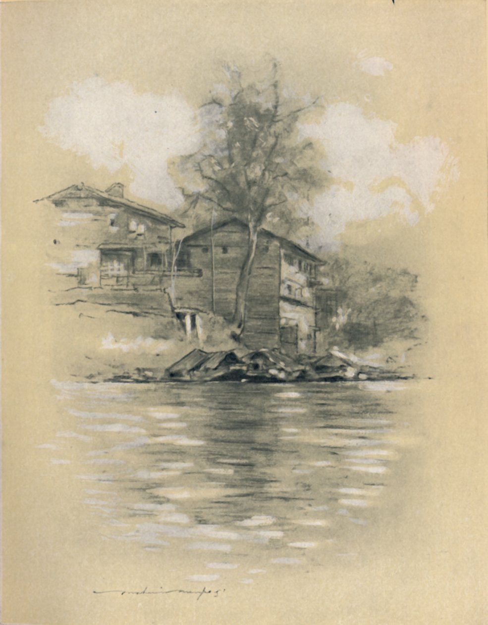 Abitazione sul fiume a Srinagar, 1903 da Mortimer L Menpes