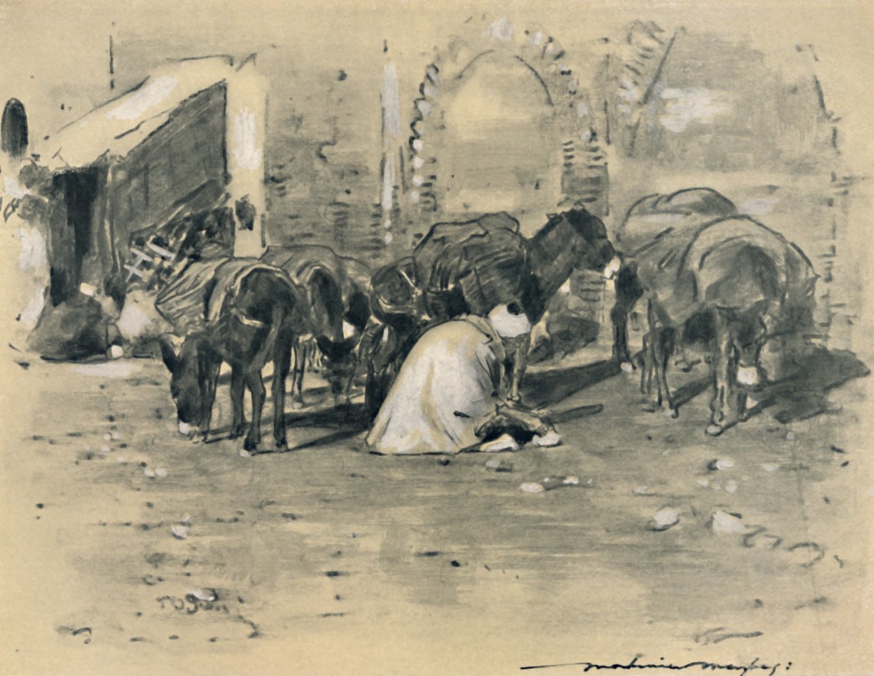 Scena di strada a Tangeri, 1903 da Mortimer L Menpes