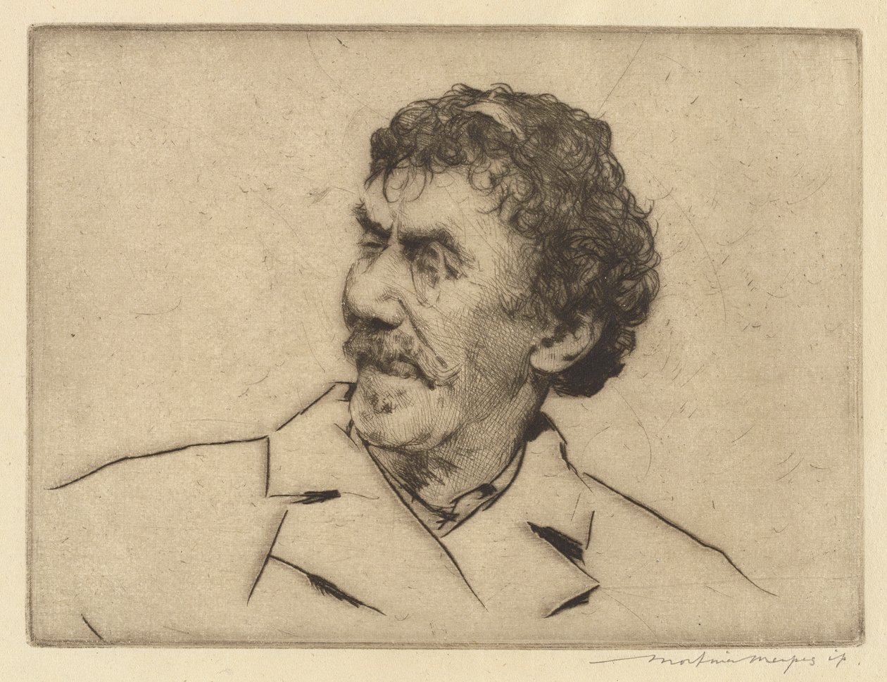 Whistler, guardando a destra, monocolo occhio sinistro da Mortimer Menpes