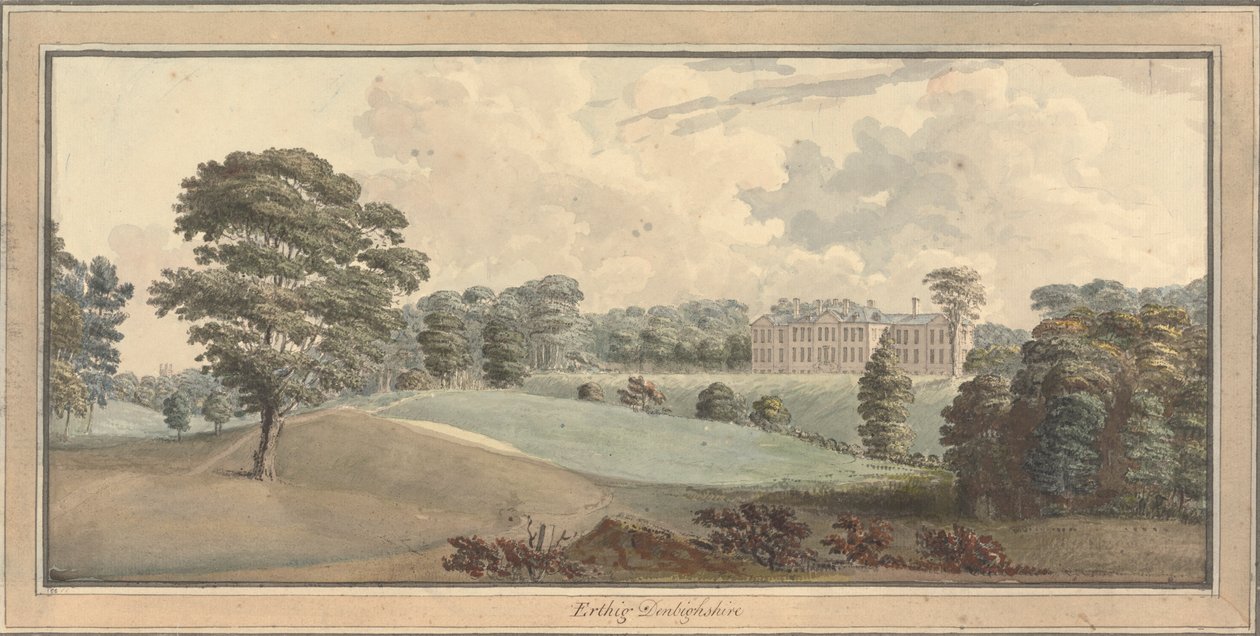 Vista di Erthig, Denbigshire, Galles da Moses Griffith