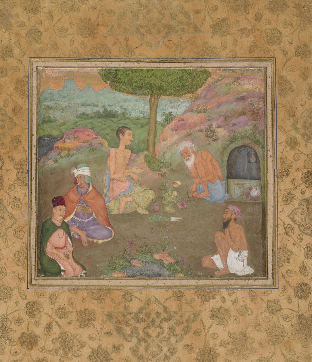 Cinque uomini santi, foglio di manoscritto staccato, c.1670 da Mughal School