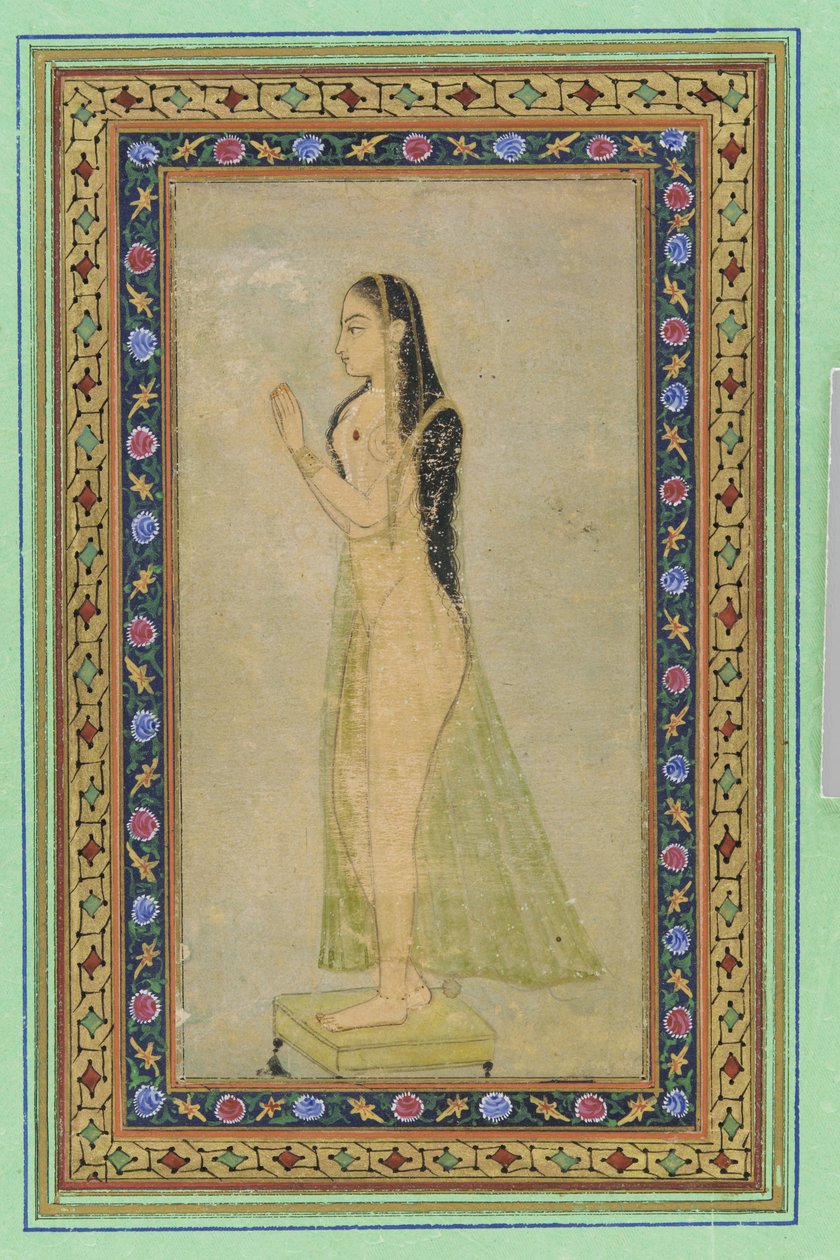 Signora in Preghiera, foglio di album con pittura, c.1900 da Mughal School