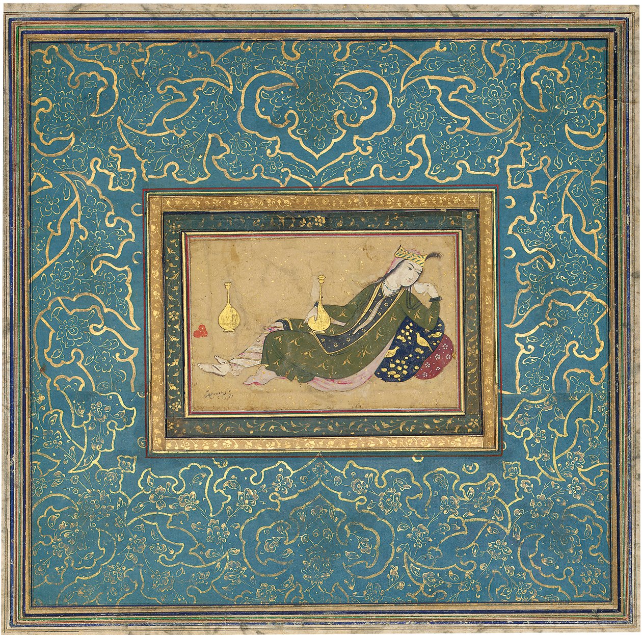 Una signora reclinata, c.1680 da Muin Musavvir