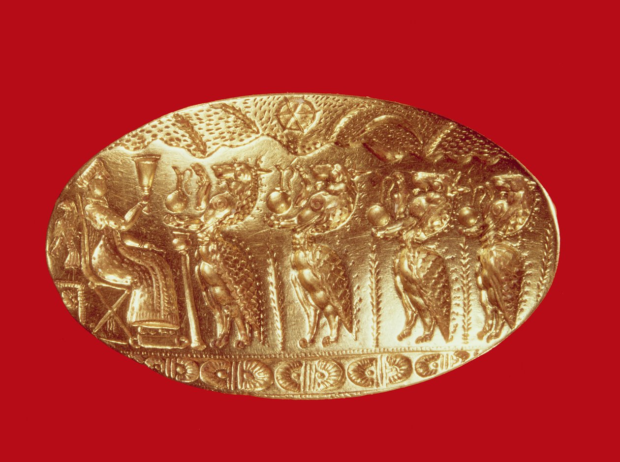 Anello con sigillo, da Tirinto da Mycenaean