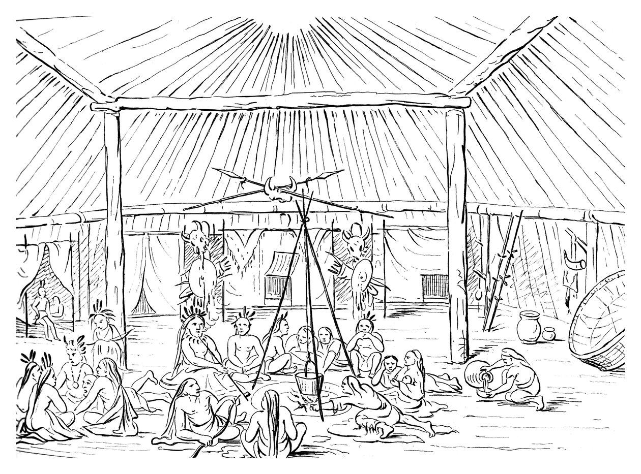 Interno di un teepee, 1841 da Myers and Co