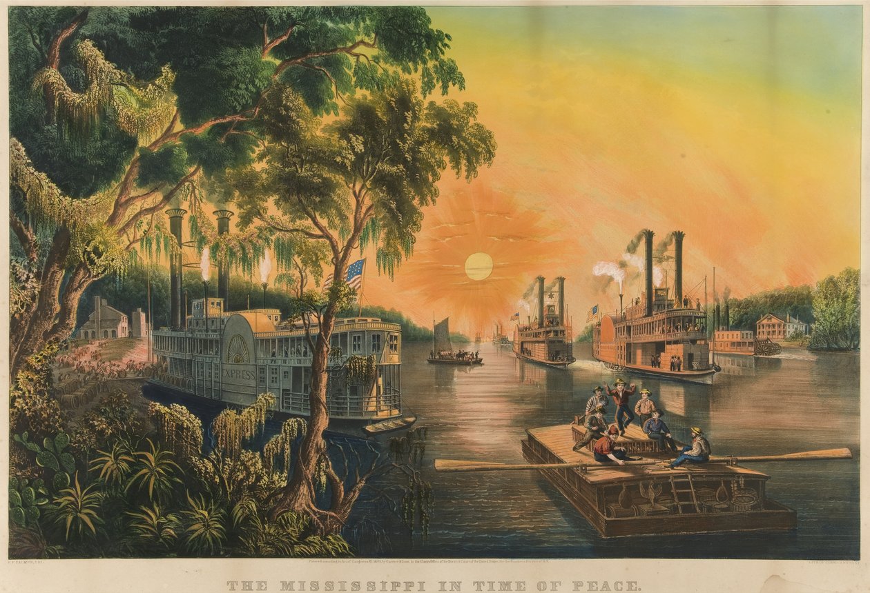 Il Mississippi in tempo di pace, 1865 da N. and Ives, J.M. Currier