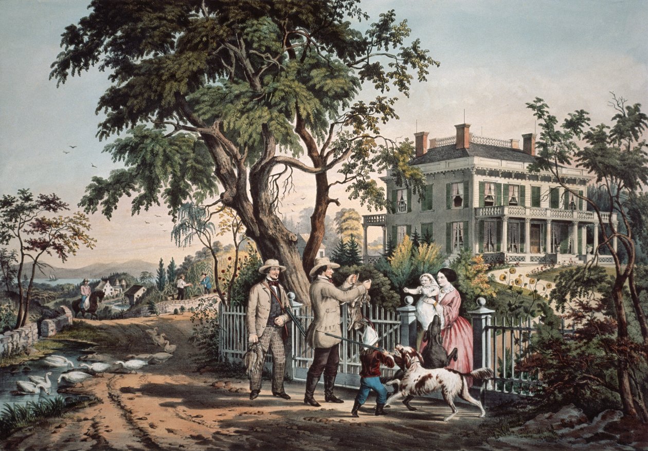 Vita di campagna americana - Pomeriggio di ottobre, 1855 da N. and Ives, J.M. Currier