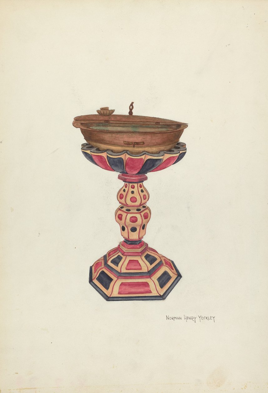 Fonte battesimale e supporto da N.H. Yeckley
