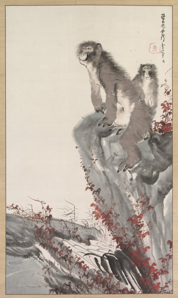 Scimmie vicino a un ruscello, metà 1800 da Nagasawa Rosetsu