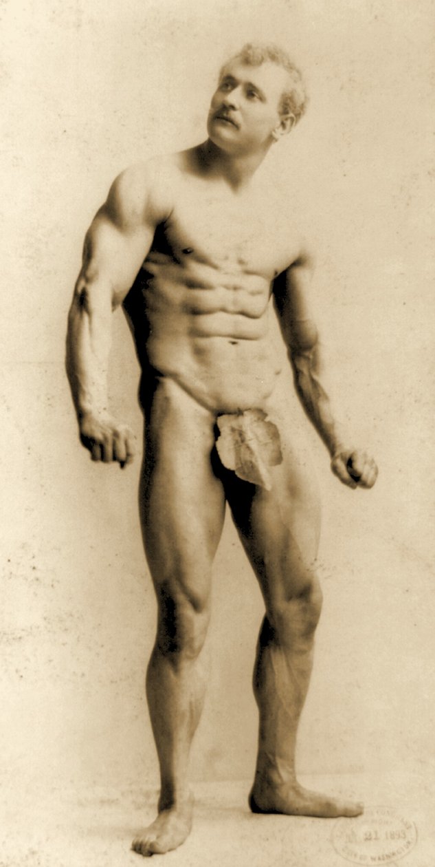 Eugen Sandow, in posa classica greco-romana, c.1893 da Napoleon Sarony